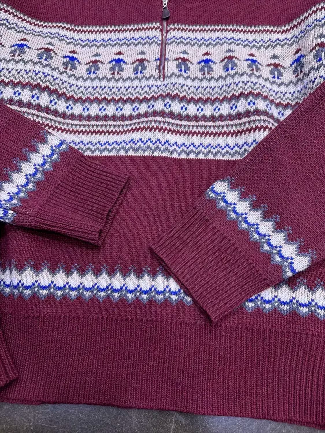 노메이드 노르딕 반집업 숄 니트 스웨터 버건디 상품이미지6