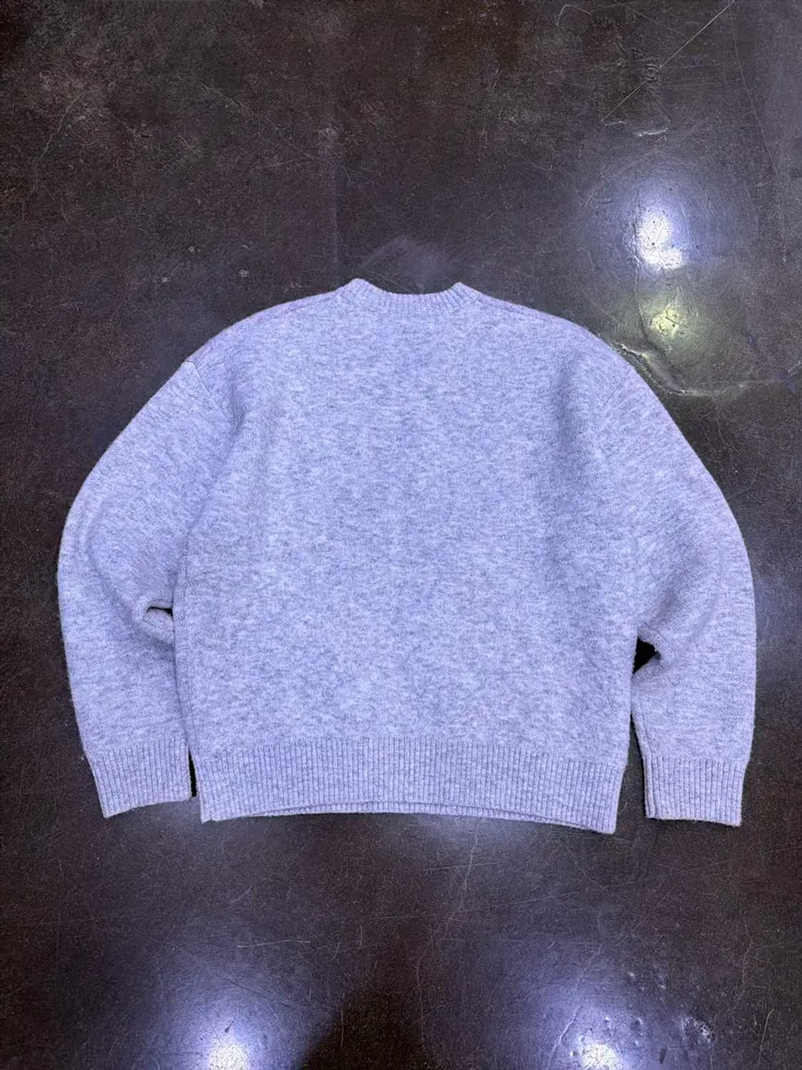 Lee 리 부클 버건디 로고 니트 스웨터 그레이 릴렉스핏 L 상품이미지2