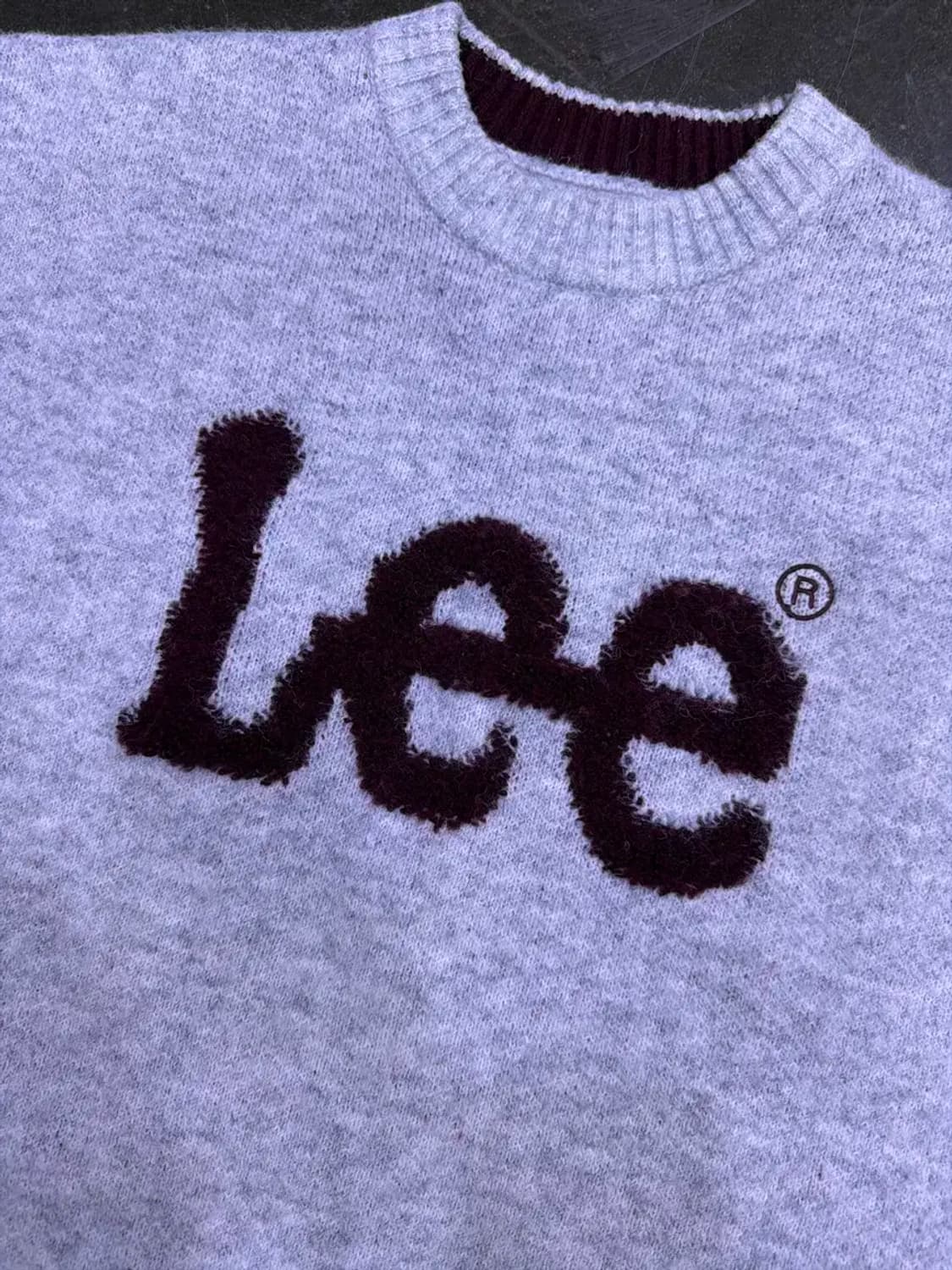 Lee 리 부클 버건디 로고 니트 스웨터 그레이 릴렉스핏 L 상품이미지3