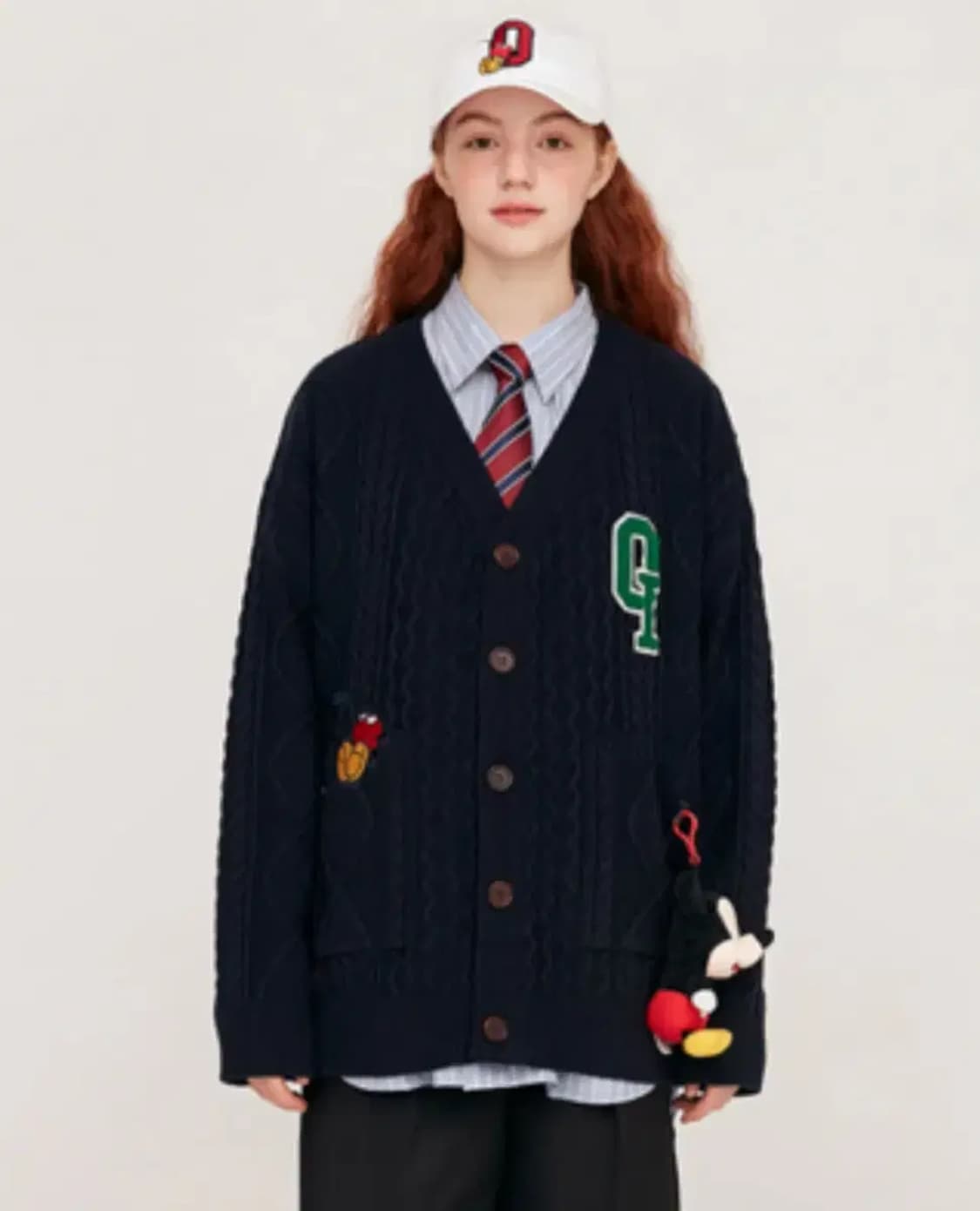 오아이오아이 oioi 디즈니 콜라보 미키마우스 케이블 니트 가디건 상품이미지1