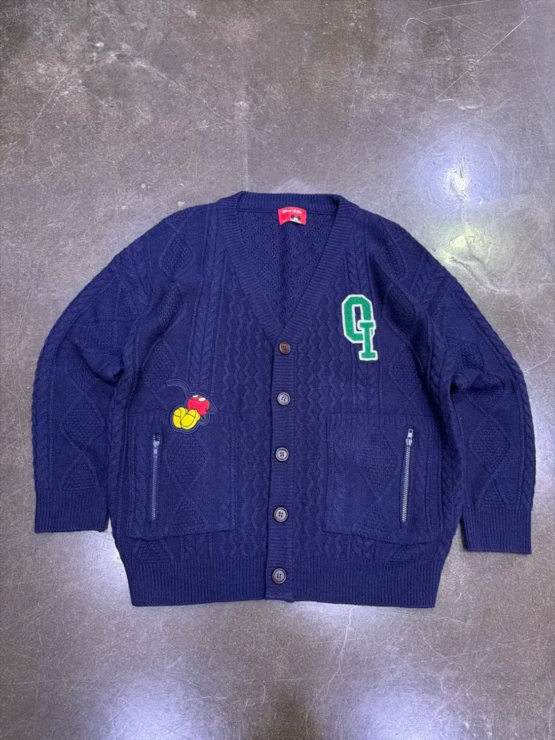 오아이오아이 oioi 디즈니 콜라보 미키마우스 케이블 니트 가디건 상품이미지2