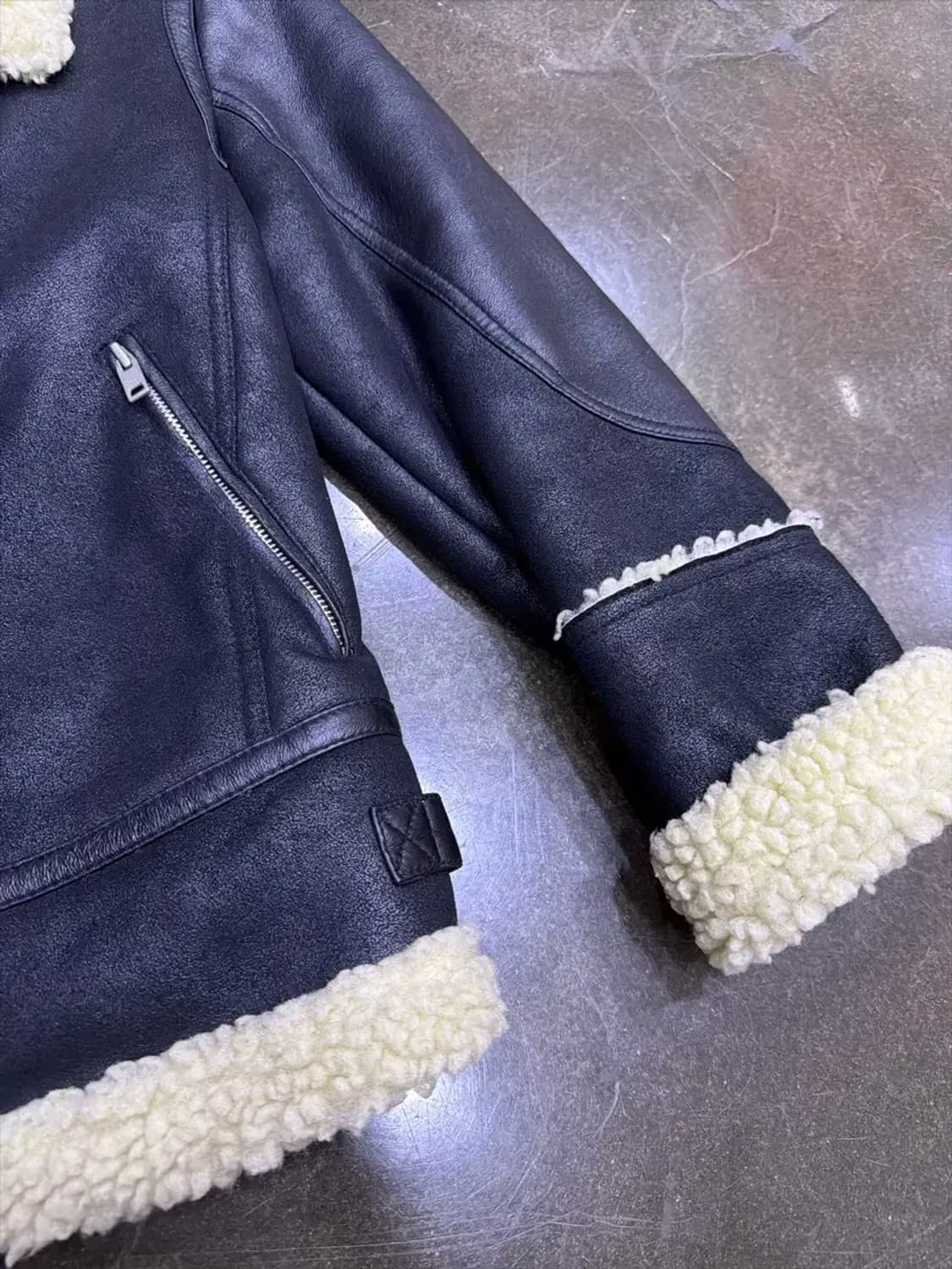 카이아크만 B-3 무스탕 자켓 블랙 L 상품이미지5