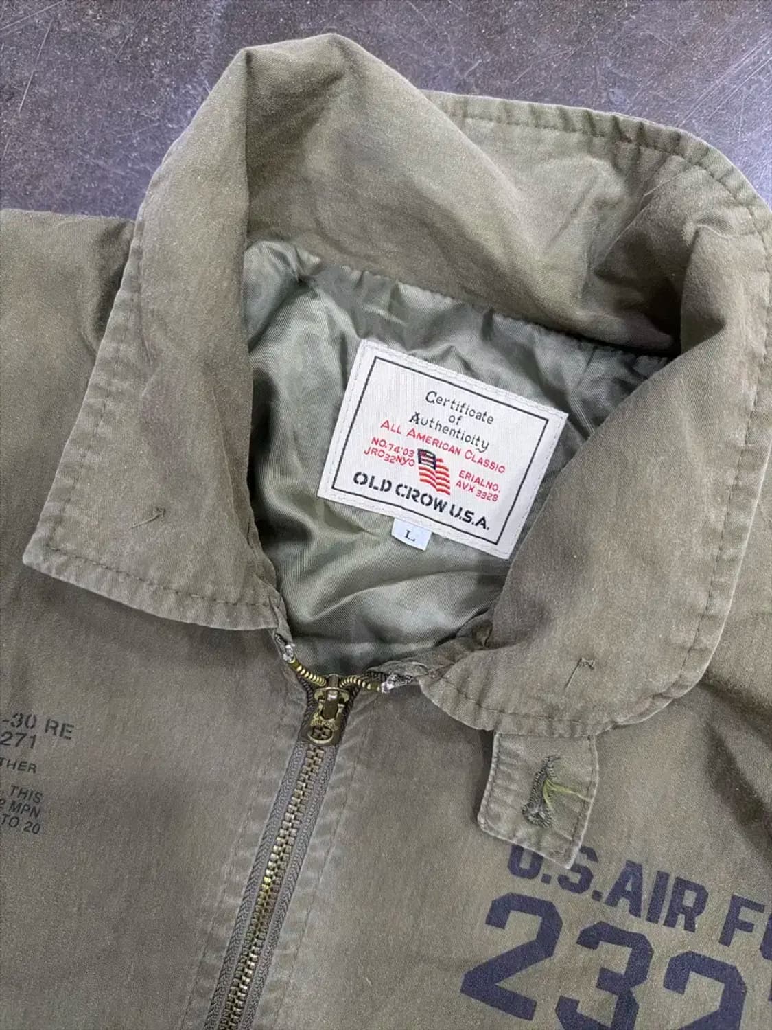 올드크로우 U.S.A 에어포스 항공자켓 올리브 L 상품이미지3