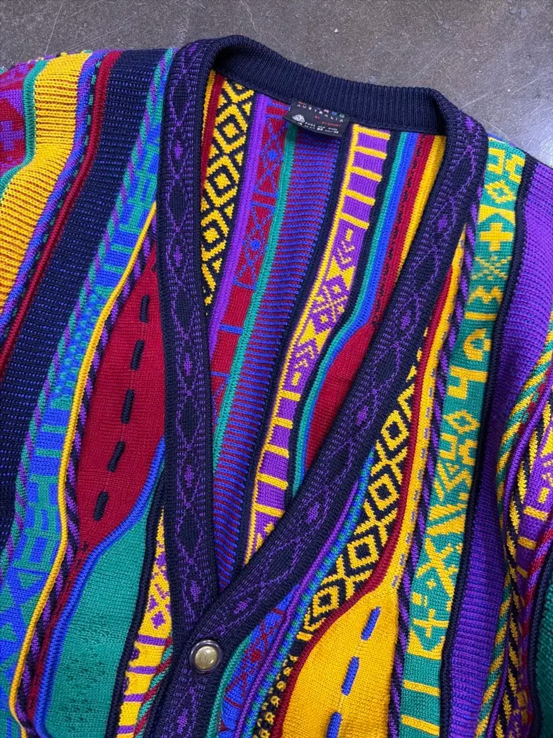 Emaroo 에마루 멀티 컬러 케이블 패턴 헤비 울 니트 가디건 M 상품이미지3