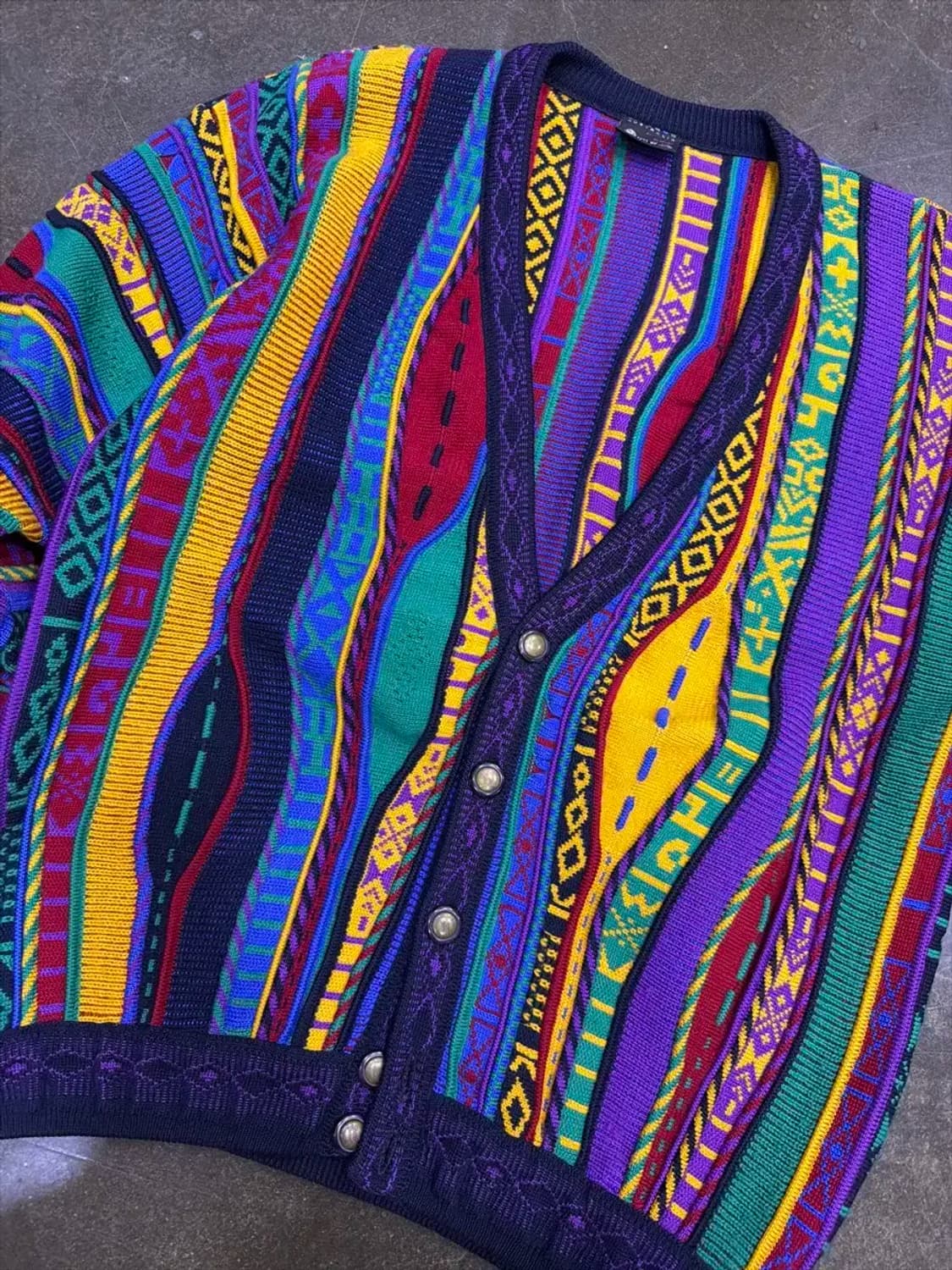 Emaroo 에마루 멀티 컬러 케이블 패턴 헤비 울 니트 가디건 M 상품이미지6