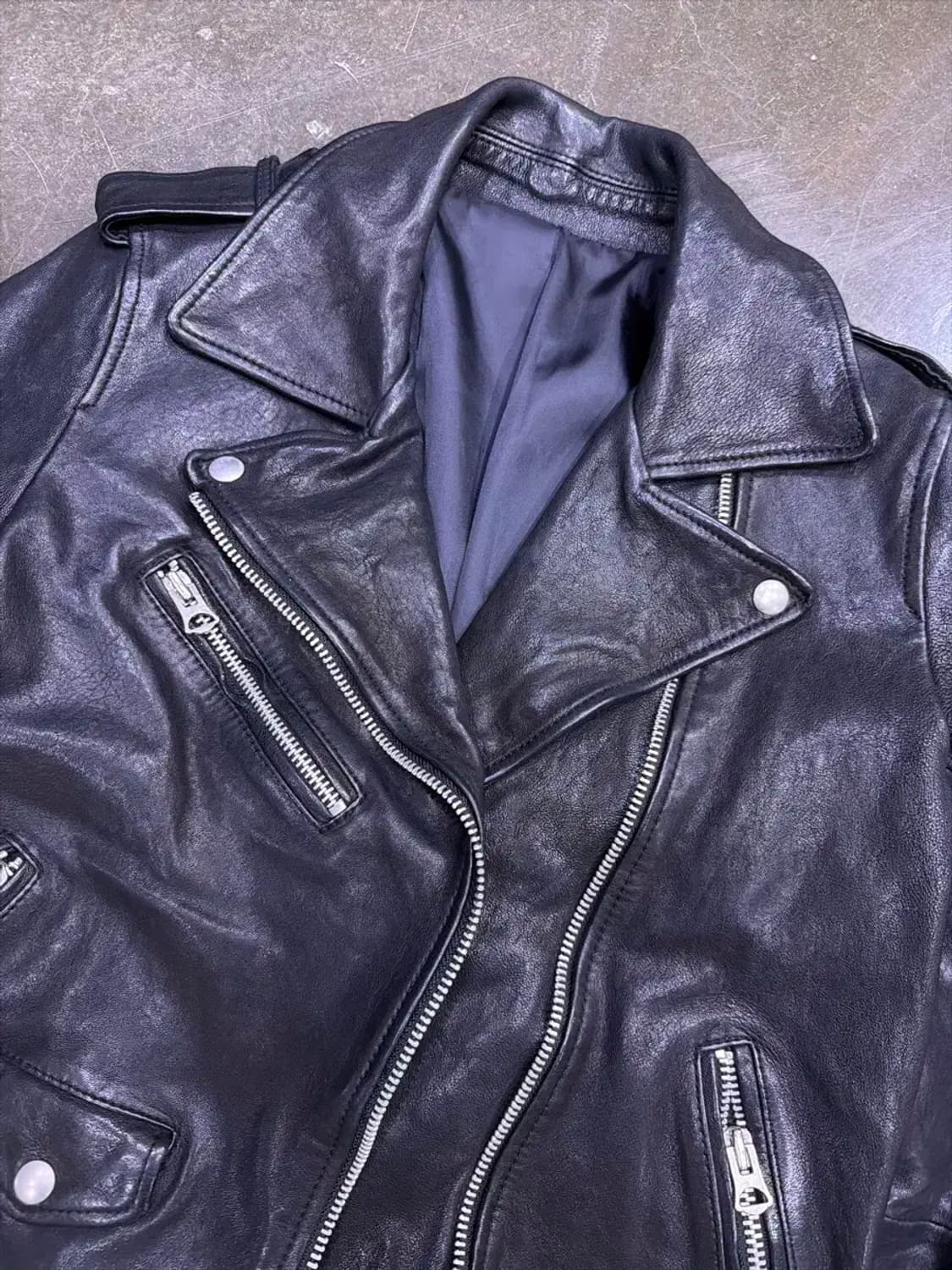 이태리 양가죽 워싱 레더 더블 라이더자켓 M 상품이미지3