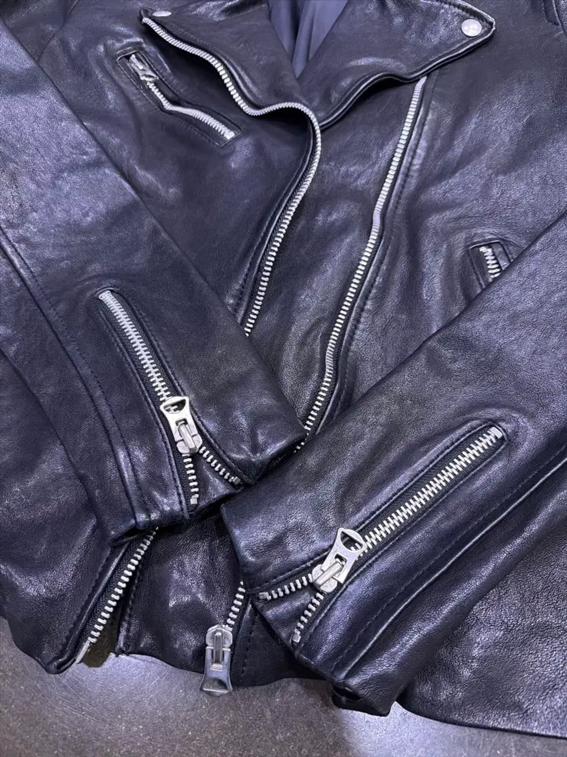 이태리 양가죽 워싱 레더 더블 라이더자켓 M 상품이미지5