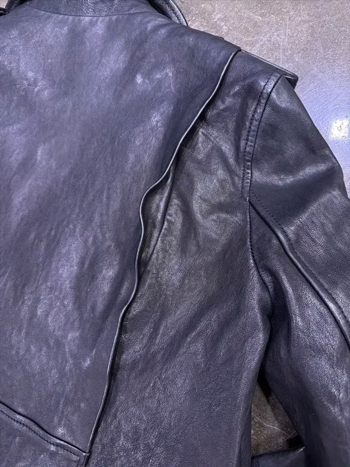 이태리 양가죽 워싱 레더 더블 라이더자켓 M 상품이미지6