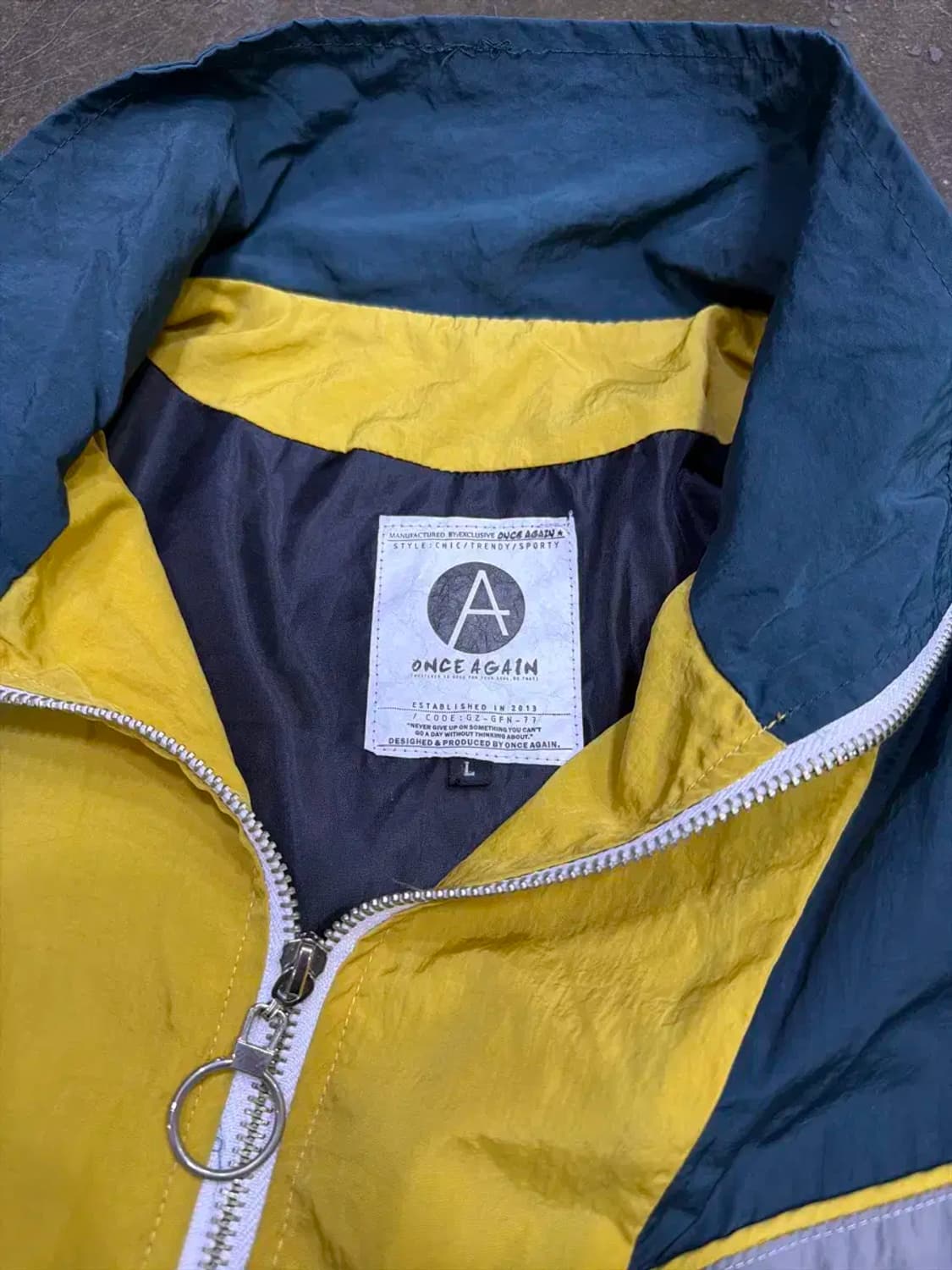 원스어게인 레트로 컬러 배색 바람막이 봄버 점퍼 L 상품이미지6