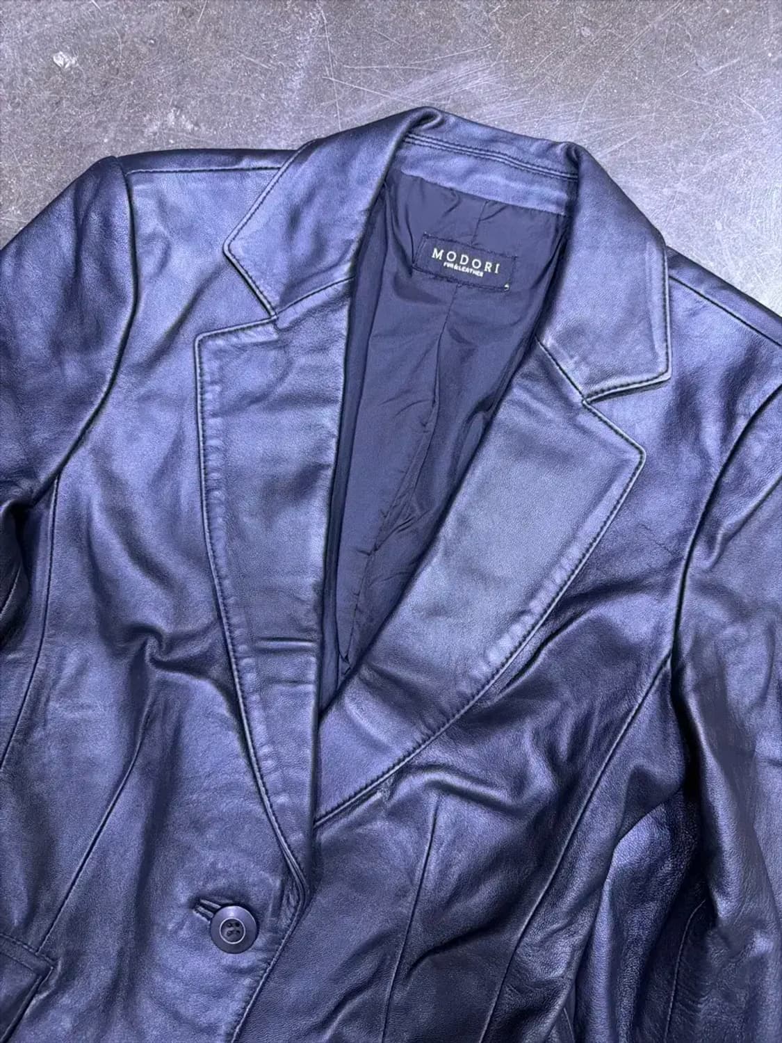 MODORI 양가죽 심플 싱글 원버튼 레더자켓 M 상품이미지3