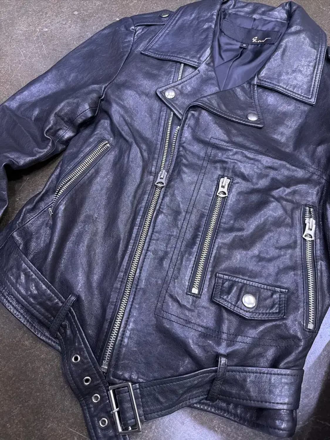 G-cut 양가죽 절개 벨트 더블 라이더 자켓 55 상품이미지4