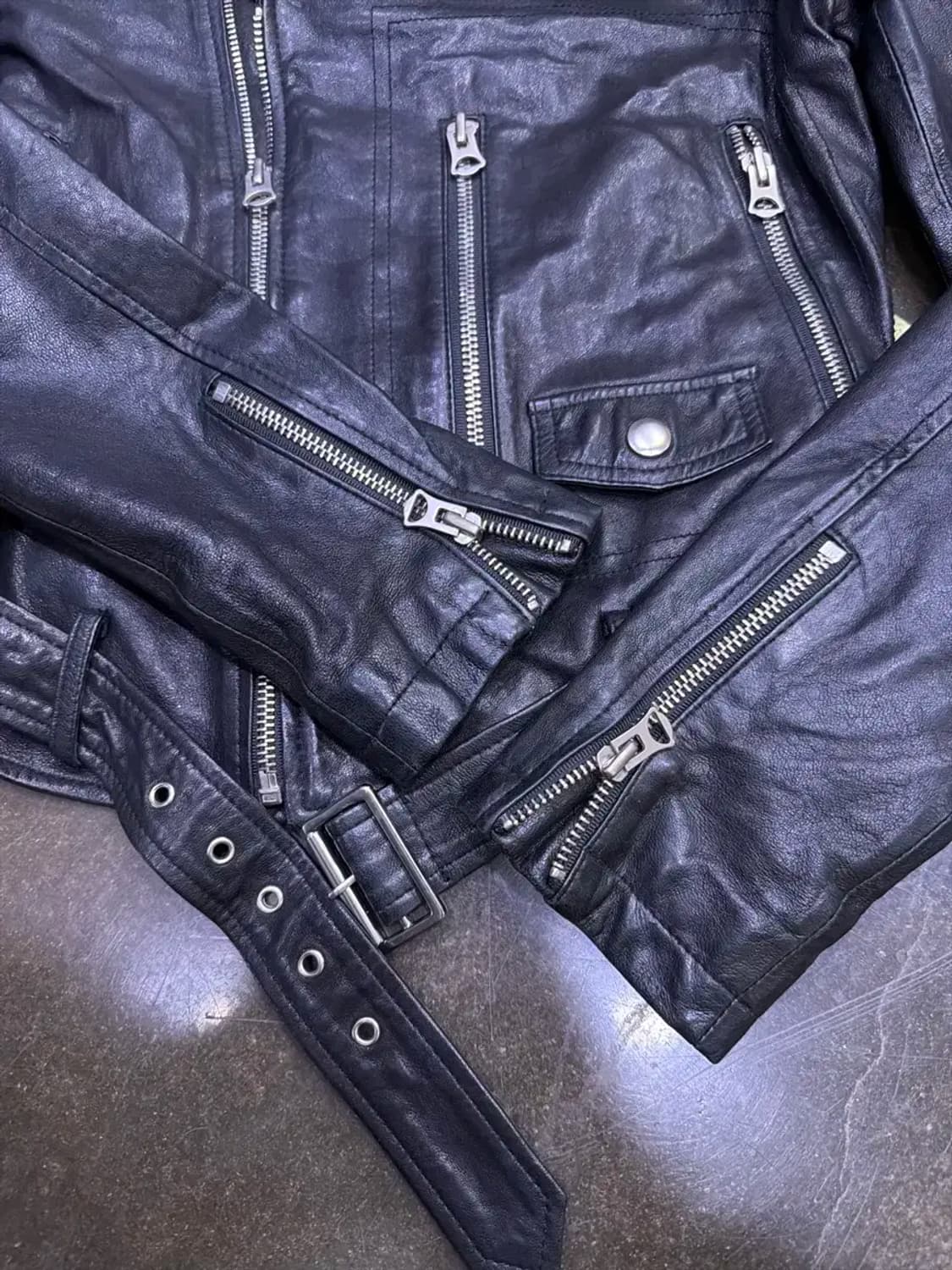 G-cut 양가죽 절개 벨트 더블 라이더 자켓 55 상품이미지5