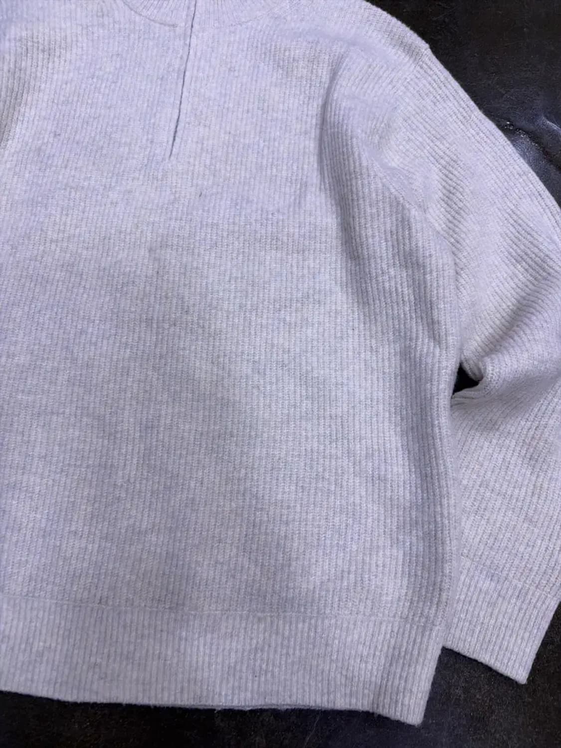 유니클로 하프 집업 얀 니트 풀오버 스웨터 아이보리 XL 상품이미지5