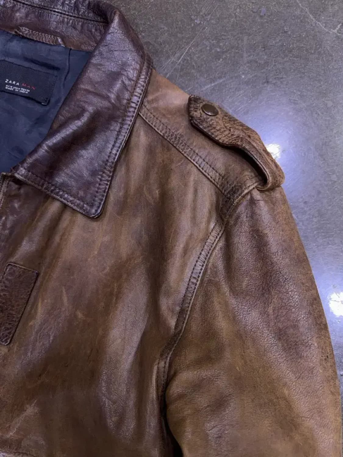 자라 빈티지 G-1 레더 가죽자켓 봄버 브라운 M 상품이미지5