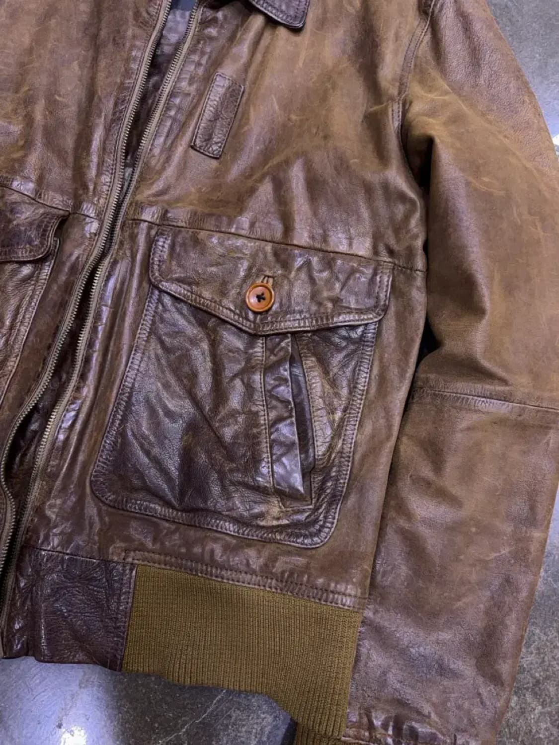자라 빈티지 G-1 레더 가죽자켓 봄버 브라운 M 상품이미지6