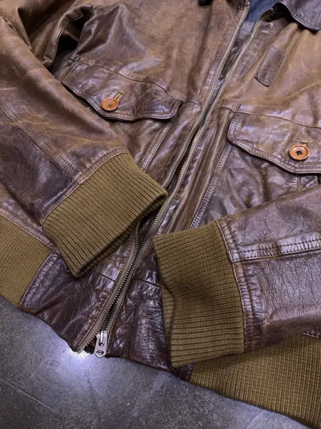 자라 빈티지 G-1 레더 가죽자켓 봄버 브라운 M 상품이미지7