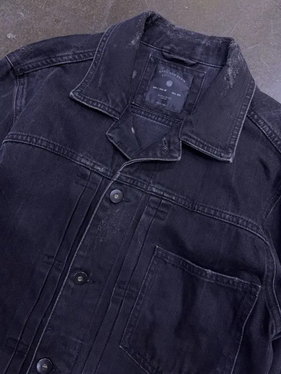 자라 빈티지 워싱 데미지 1세대 데님자켓 블랙 M 상품이미지3