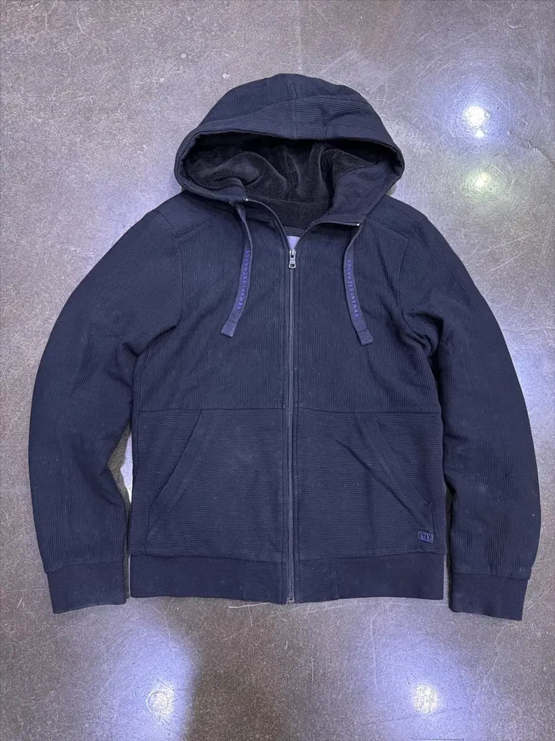 이르마니 익스체인지 골지 후리스 후드집업 자켓 블랙 S 상품이미지1