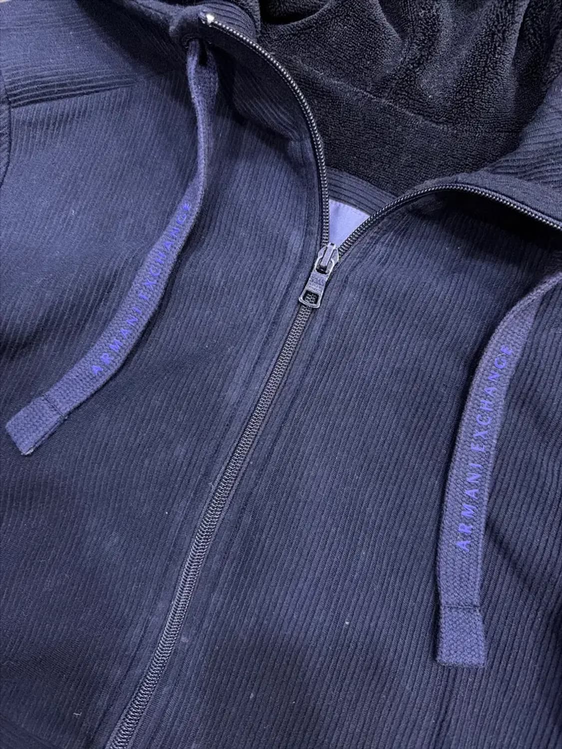 이르마니 익스체인지 골지 후리스 후드집업 자켓 블랙 S 상품이미지4