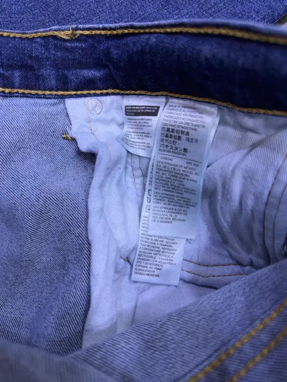 리바이스 502 테이퍼드핏 중청 워싱 웜 약기모 데님팬츠 36 상품이미지9
