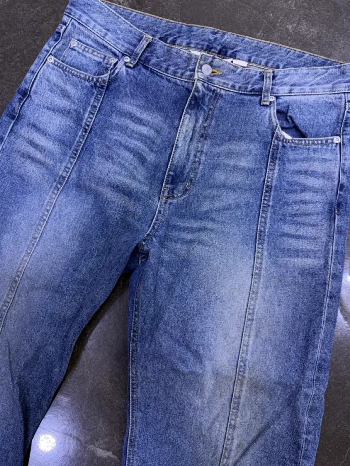 유니폼브릿지 핀턱 와이드 워싱 데님팬츠 XL 상품이미지3