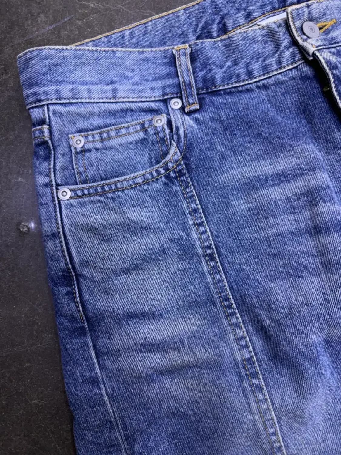 유니폼브릿지 핀턱 와이드 워싱 데님팬츠 XL 상품이미지5