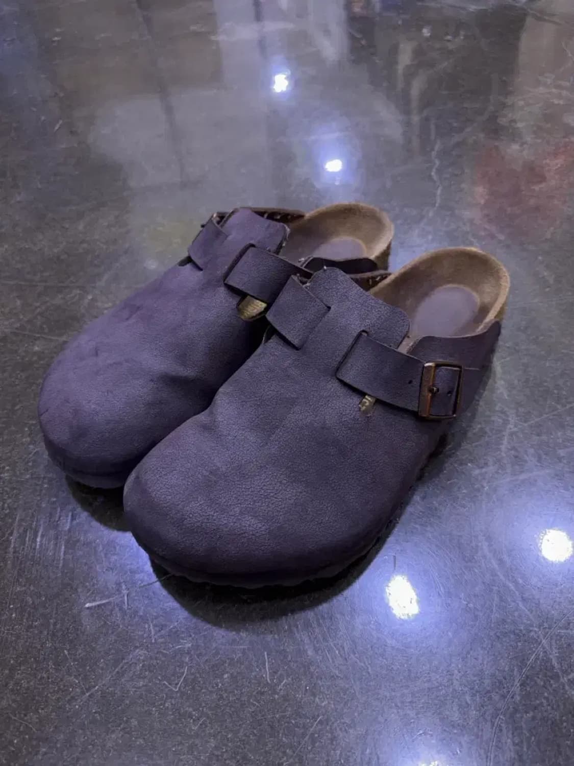 버켄스탁 보스턴 레더 샌들 슬리퍼 슈즈 퍼플 브라운 265 상품이미지1