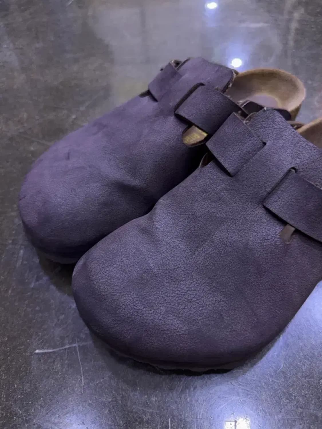 버켄스탁 보스턴 레더 샌들 슬리퍼 슈즈 퍼플 브라운 265 상품이미지3