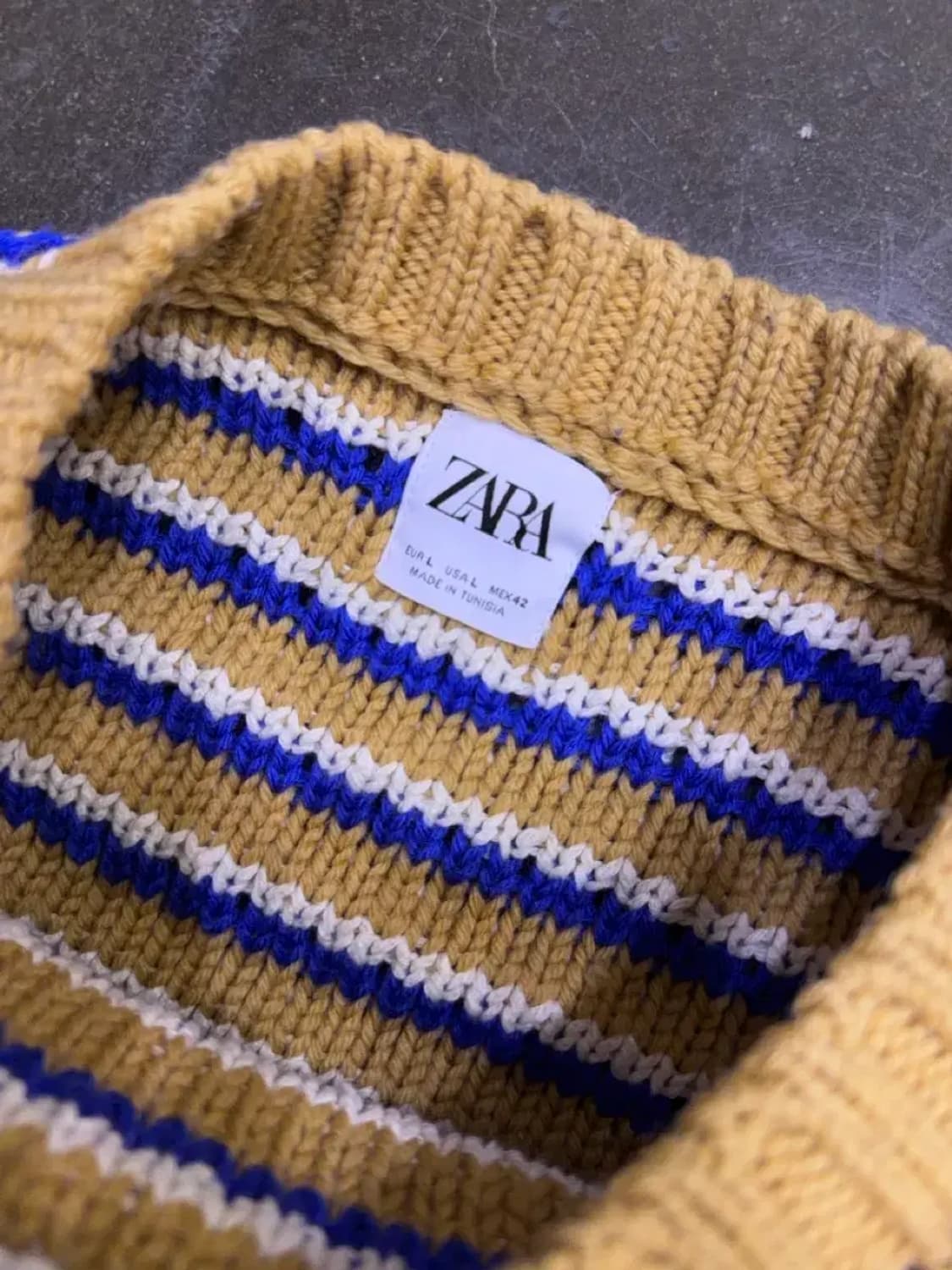 자라 컬러 배색 케이블 니트 스웨터 L 상품이미지6