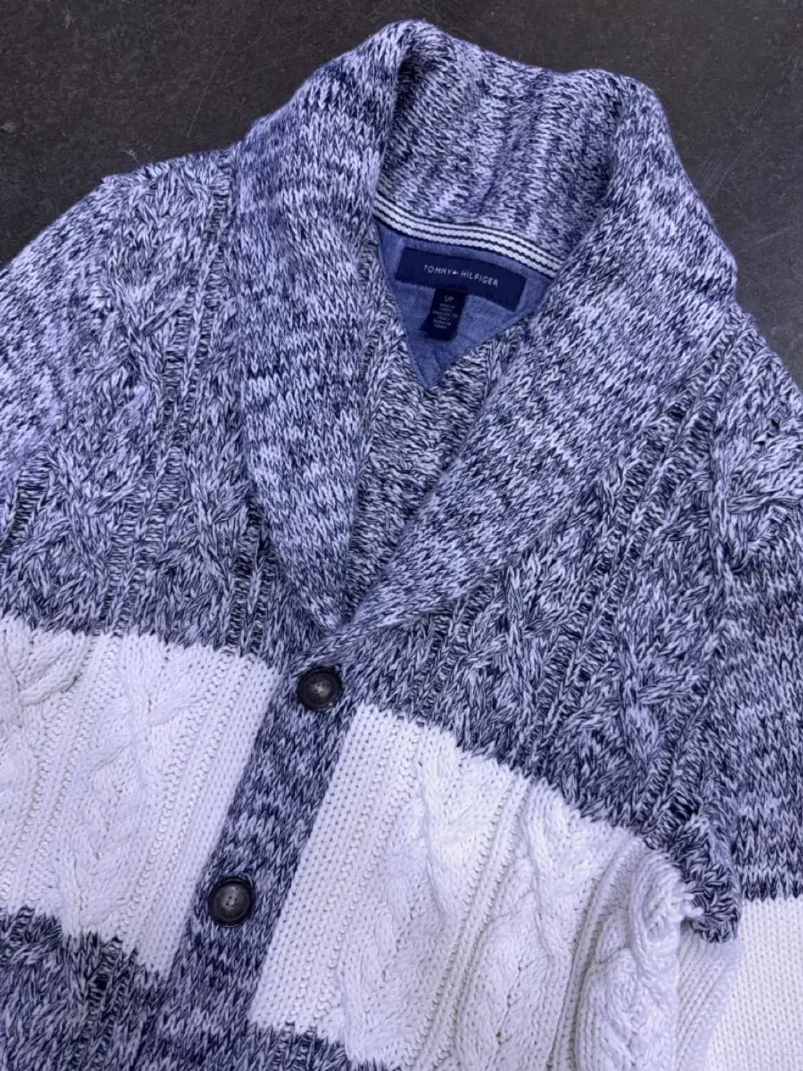 타미힐피거 케이블 배색 숄카라 넥 가디건 스웨터 S 상품이미지3