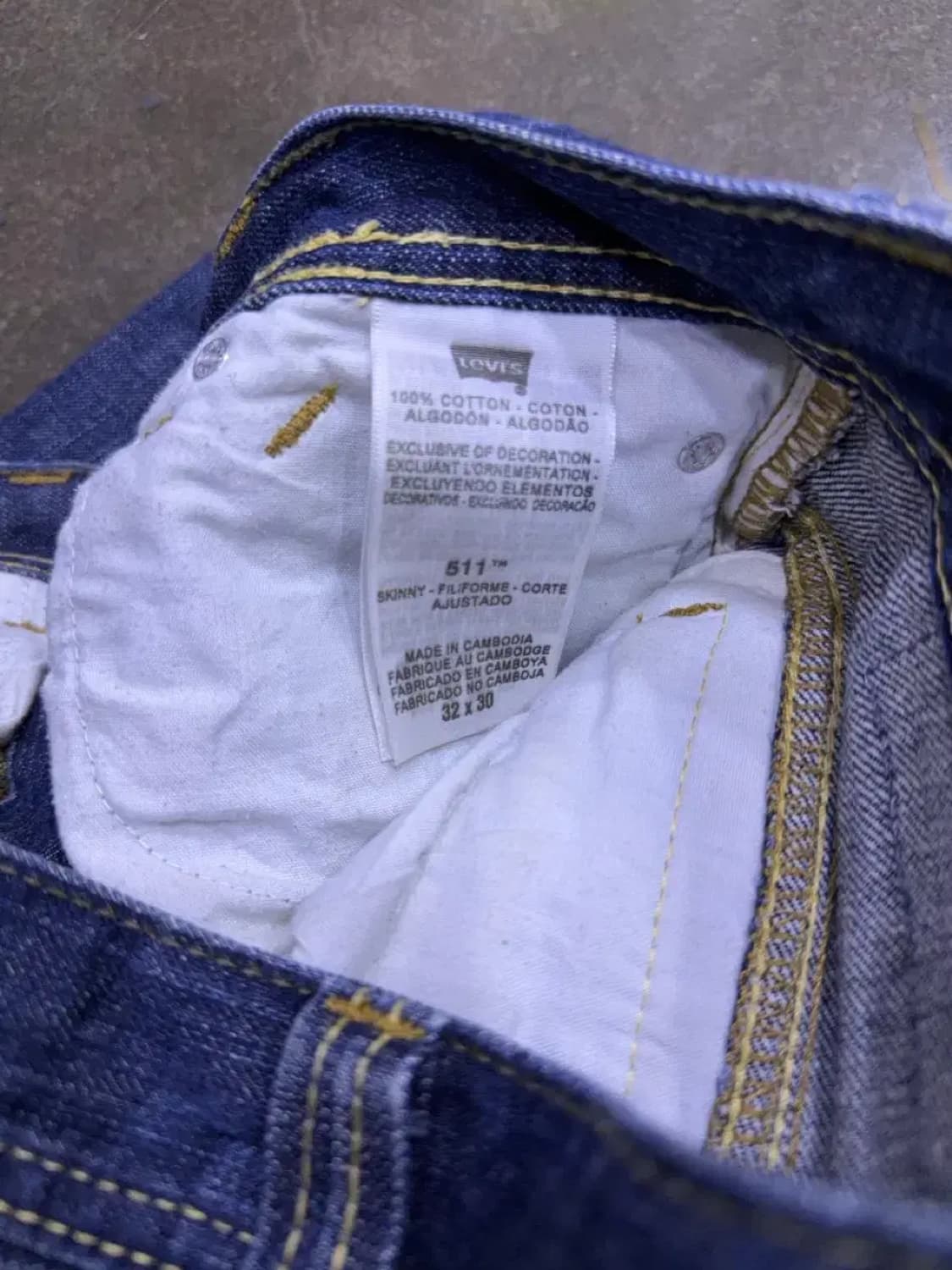 리바이스 511 슬림핏 지퍼 디테일 절개 딥인디고 데님팬츠 32 상품이미지10