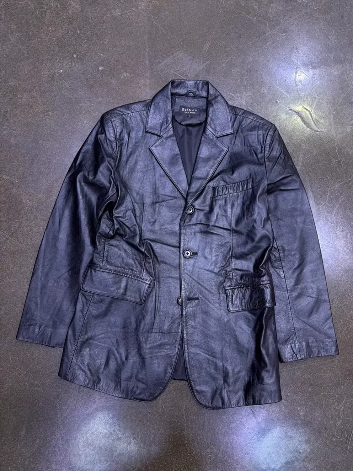 심플 클래식 싱글 3버튼 블레이저 양가죽 레더자켓 M 상품이미지1