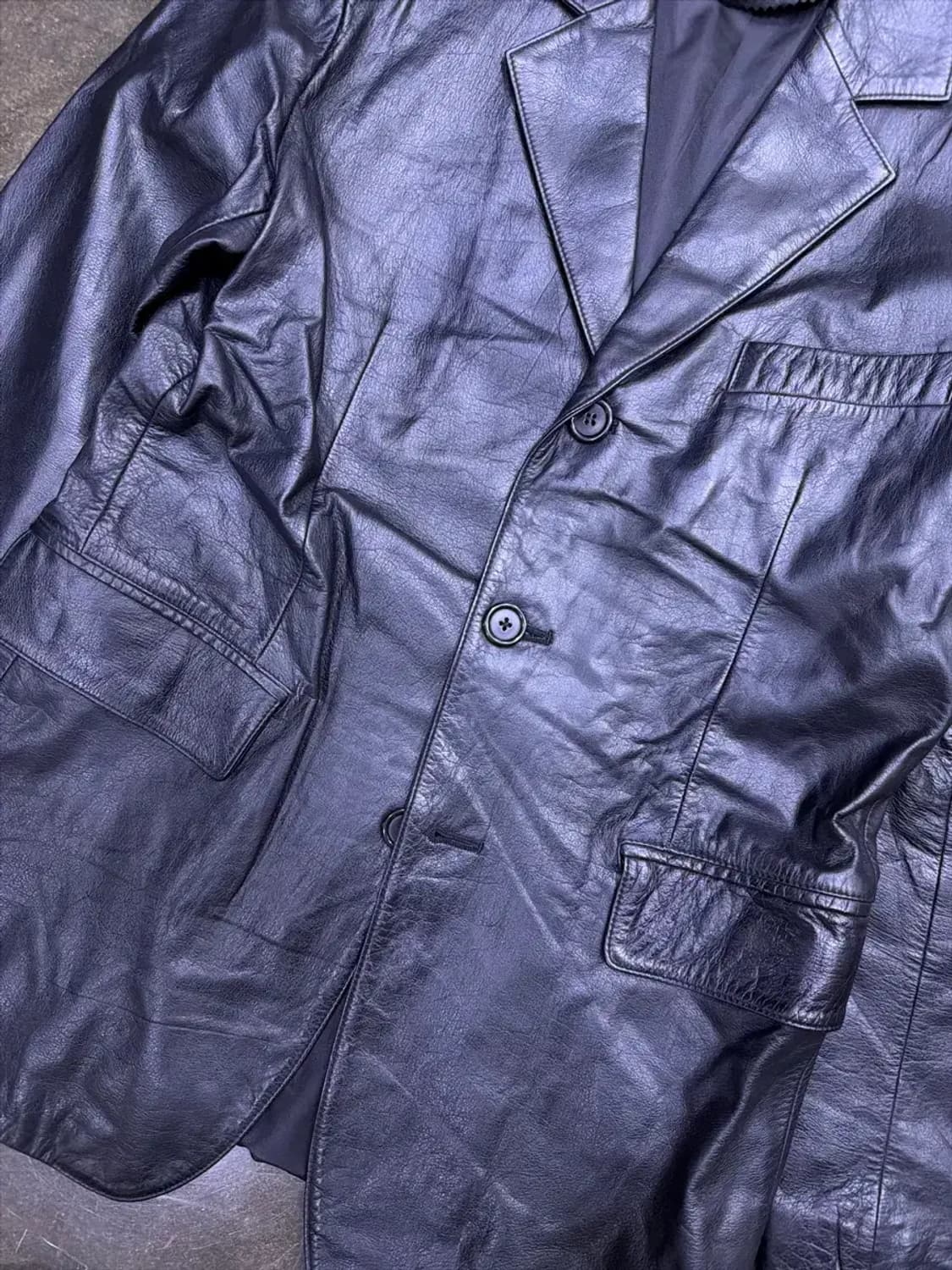 심플 클래식 싱글 3버튼 블레이저 양가죽 레더자켓 M 상품이미지5