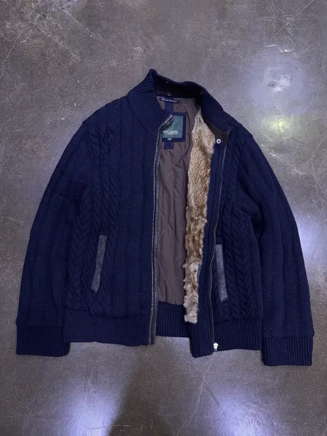 헨리코튼 토끼털 울 캐시미어 블렌드 케이블 니트 집업 자켓 100 상품이미지1