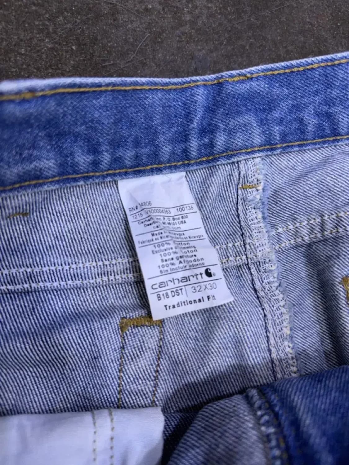 칼하트 빈티지 워싱 트래디셔널 핏 워크팬츠 데님팬츠 32 상품이미지8