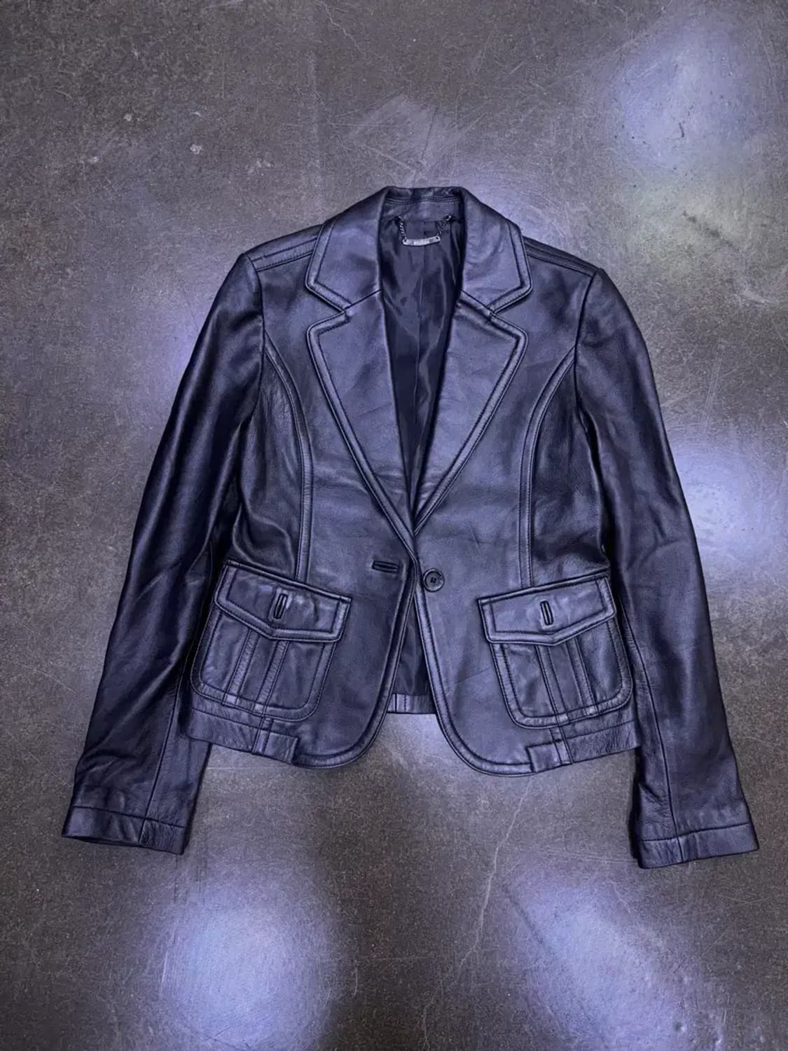 크렌시아 블랙 양가죽 원버튼 싱글 레더 가죽자켓 85 상품이미지1