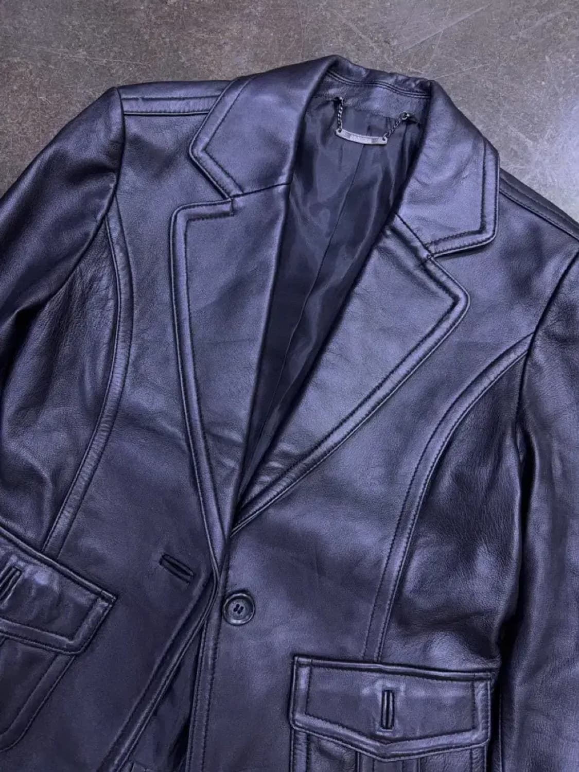 크렌시아 블랙 양가죽 원버튼 싱글 레더 가죽자켓 85 상품이미지3