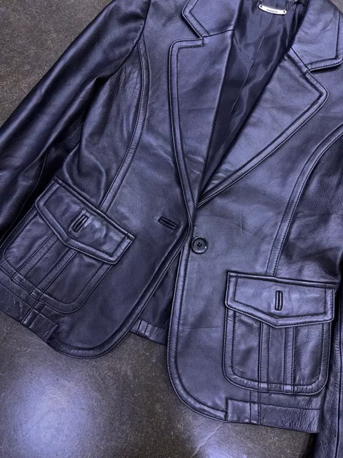 크렌시아 블랙 양가죽 원버튼 싱글 레더 가죽자켓 85 상품이미지4