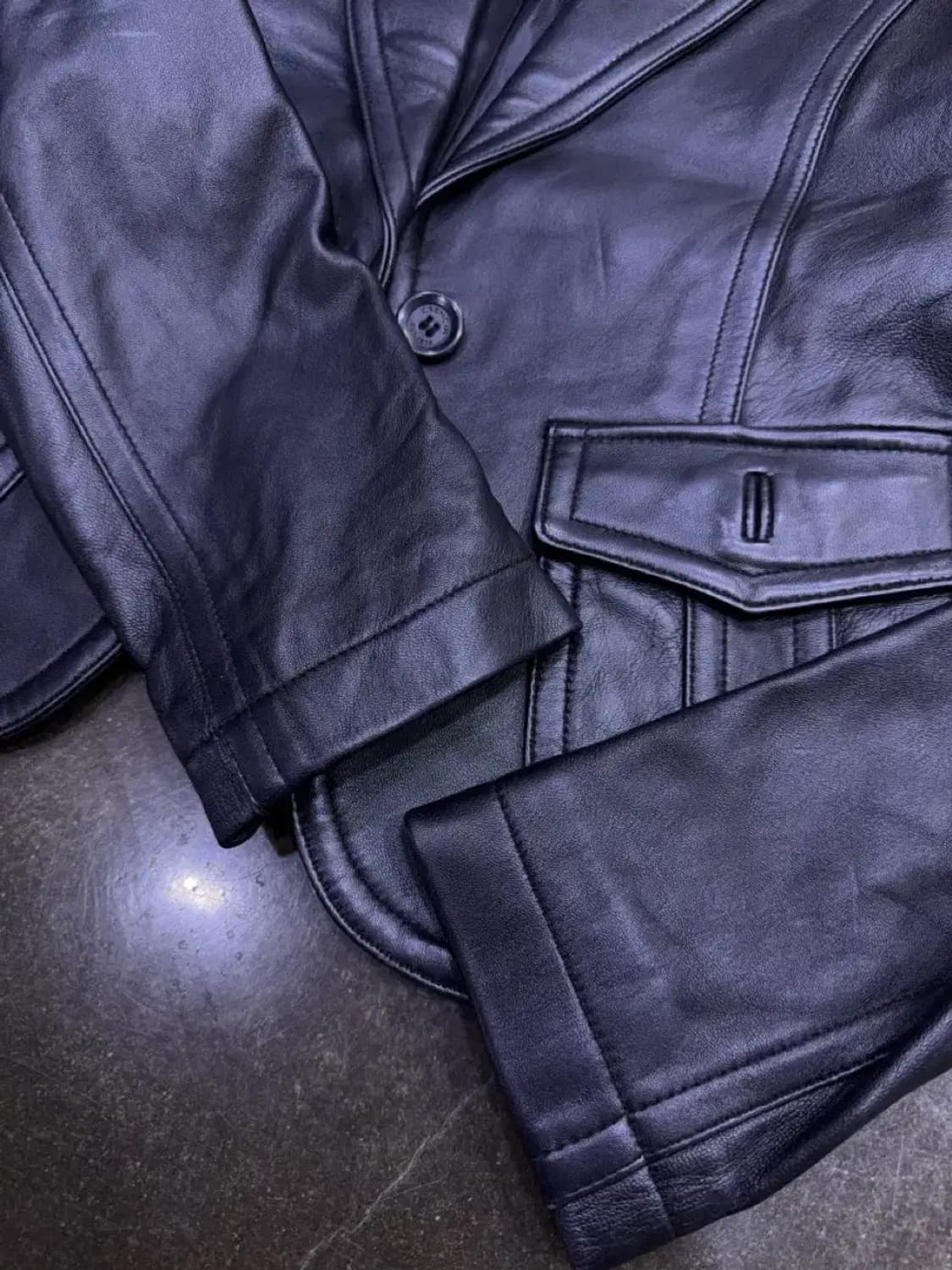 크렌시아 블랙 양가죽 원버튼 싱글 레더 가죽자켓 85 상품이미지6