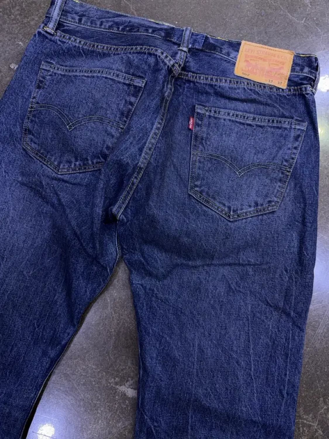 리바이스 501 레귤러핏 딥블루 워싱 데님팬츠 청바지 32 상품이미지7