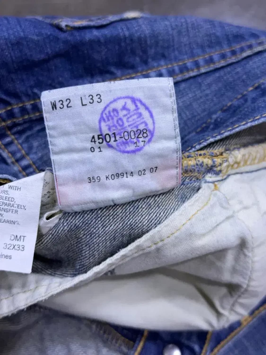 리바이스 501 레귤러핏 00's 빈티지 워싱 데님팬츠 32 상품이미지10