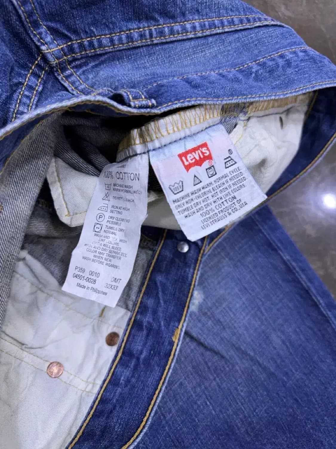 리바이스 501 레귤러핏 00's 빈티지 워싱 데님팬츠 32 상품이미지9
