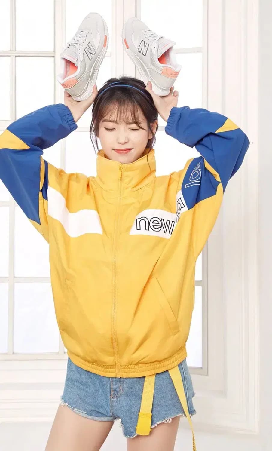 뉴발란스 레트로 배색 바람막이 옐로우 블루 L 상품이미지1