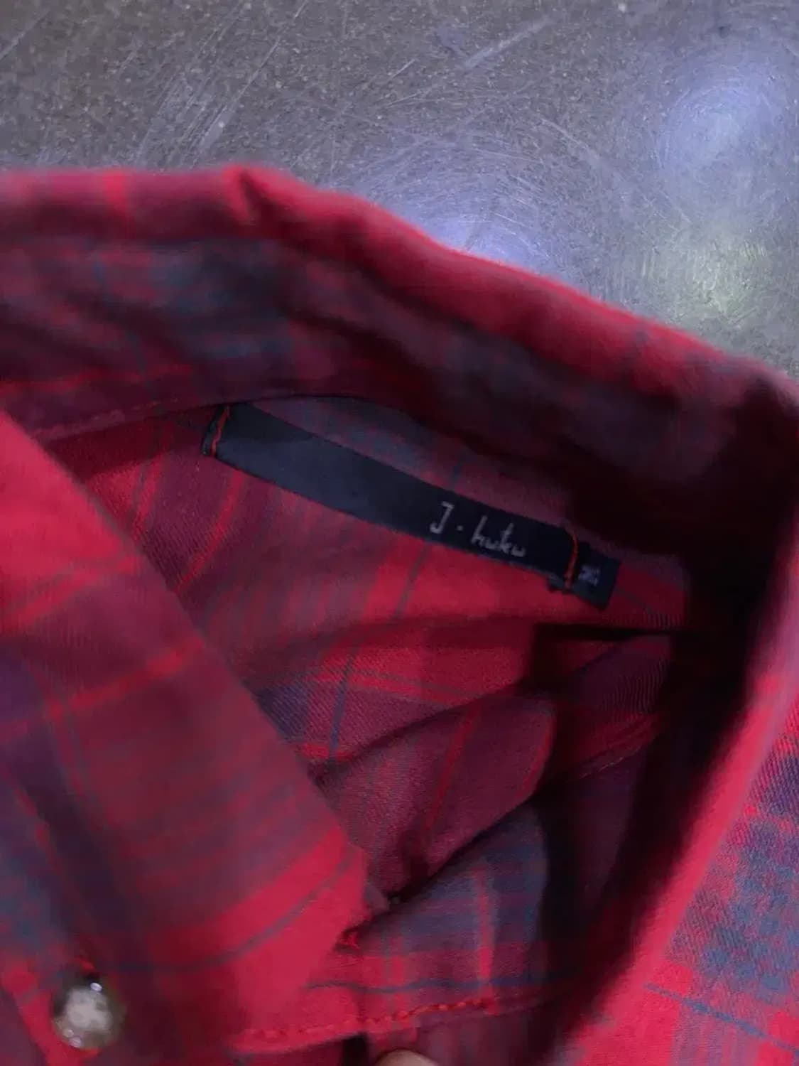 제이후쿠 레드 체크 캐쥬얼 셔츠 남방 M 상품이미지6