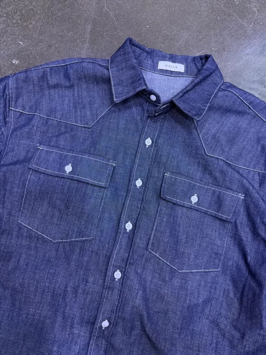 wayne 웨스턴 논페이드 반팔 데님셔츠 F 상품이미지3