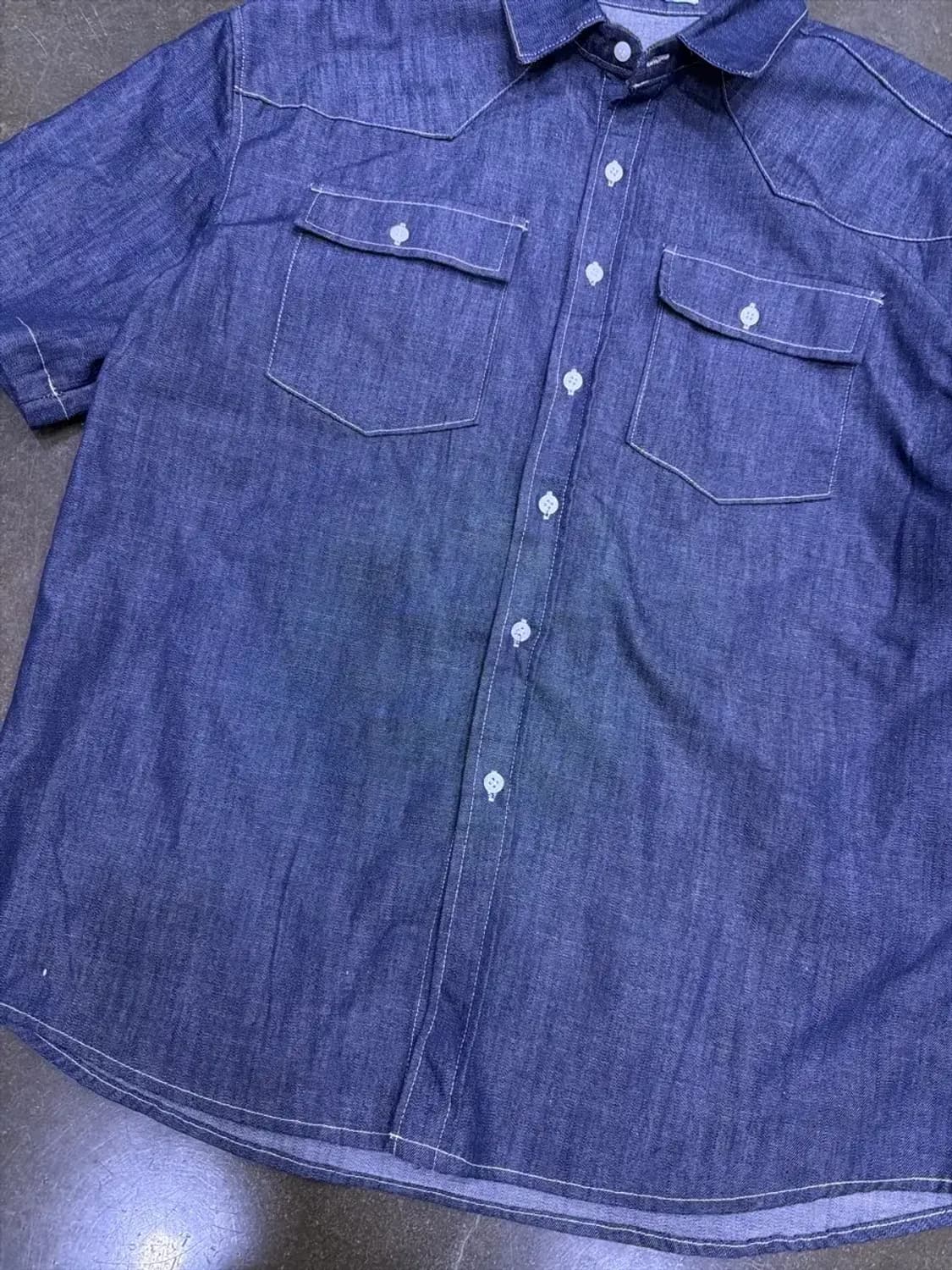 wayne 웨스턴 논페이드 반팔 데님셔츠 F 상품이미지5