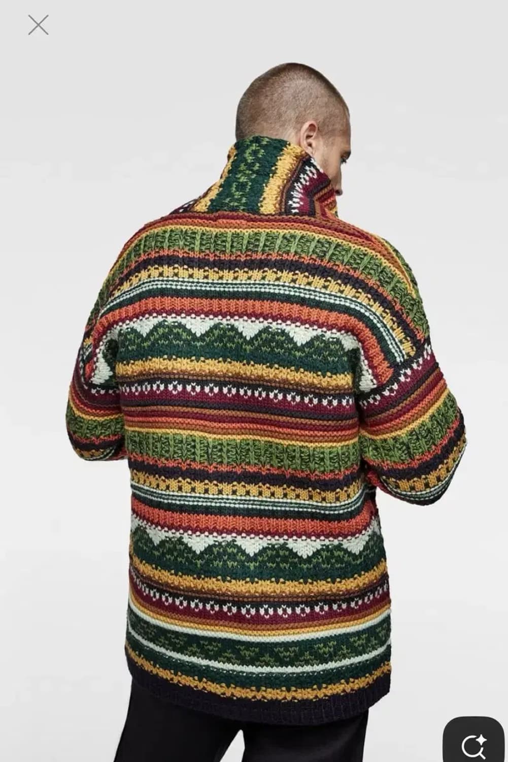 자라 에스닉 배색 니트 스웨터 가디건 M 상품이미지1