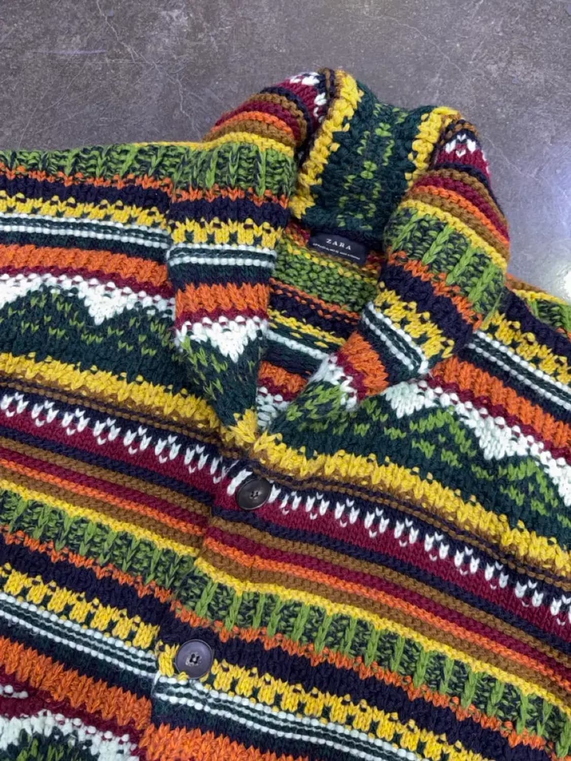자라 에스닉 배색 니트 스웨터 가디건 M 상품이미지4
