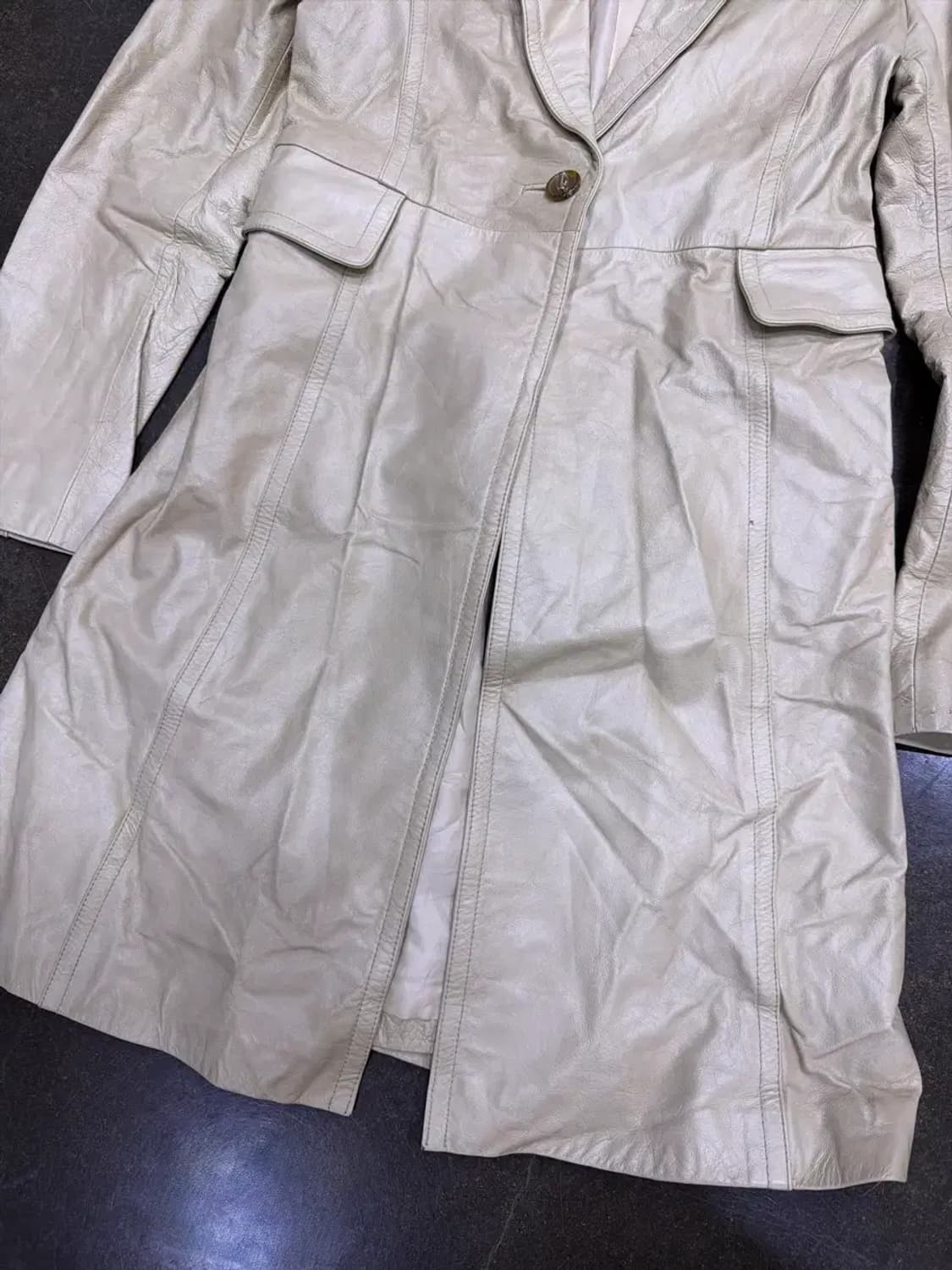 나이스클랍 도쿄 소가죽 레더 롱코트 레더자켓 베이지 88 상품이미지5