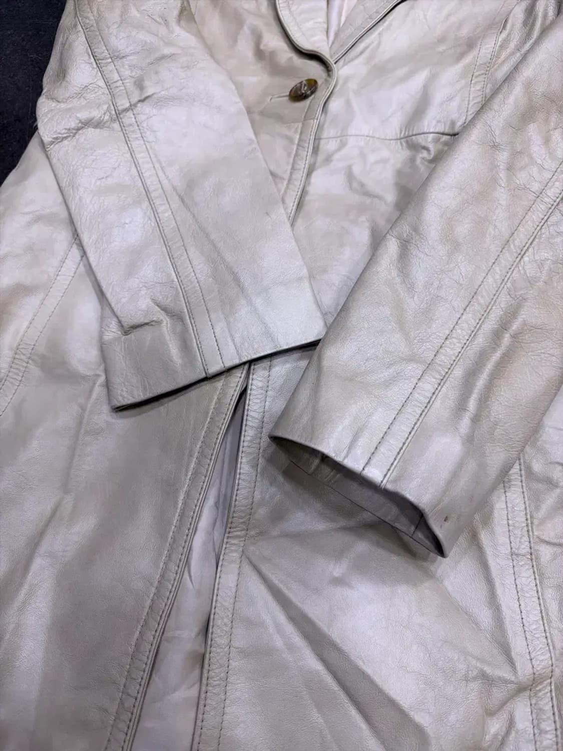 나이스클랍 도쿄 소가죽 레더 롱코트 레더자켓 베이지 88 상품이미지6